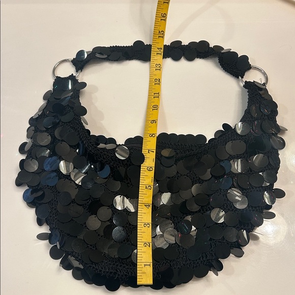 Vintage Black Sequin Shoulder Bag - Picture 4 of 6